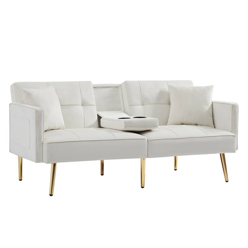 Velvet Loveseat Sofa Bed Padded Seat Comfort Convertible Futon Sofa