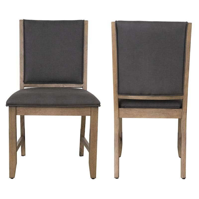 Extendable Dining Table Set 7Pc Acacia Wood Table & Chairs, Gray Upholstered Sidechairs