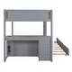 preview thumbnail 14 of 15, Full-Over-Full Bunk Bed Trundle, Desk, USB Ports, Drawers - Gray