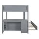 preview thumbnail 13 of 12, Full-Over-Full Bunk Bed with Twin Trundle, Storage and Desk, Grey