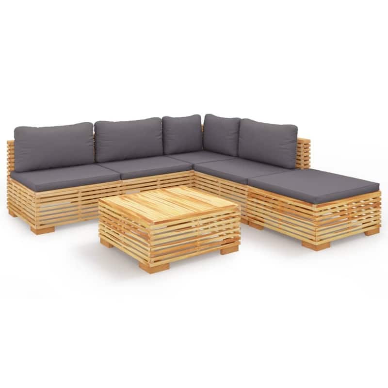vidaXL 3 Piece Patio Lounge Set with Cushions Solid Wood Teak - 27.4" x 27.4" x 23.6"