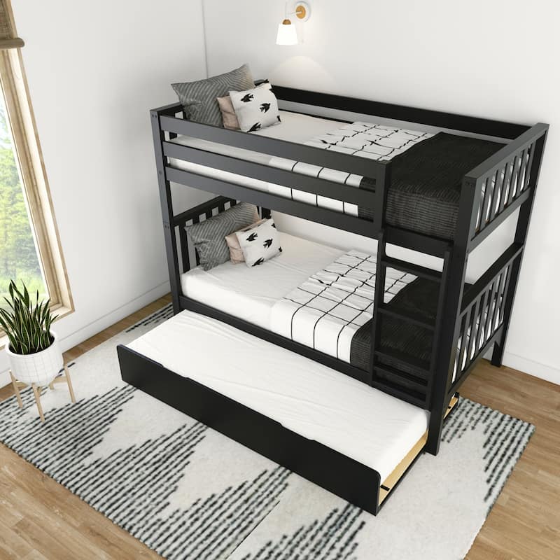 Scandinavian Twin Over Twin Bunk Bed With Twin-Size Trundle