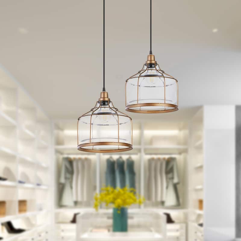Bernadette River of Goods Brass Metal and Clear Glass Pendant Lamp - 10" x 10" x 12/71"