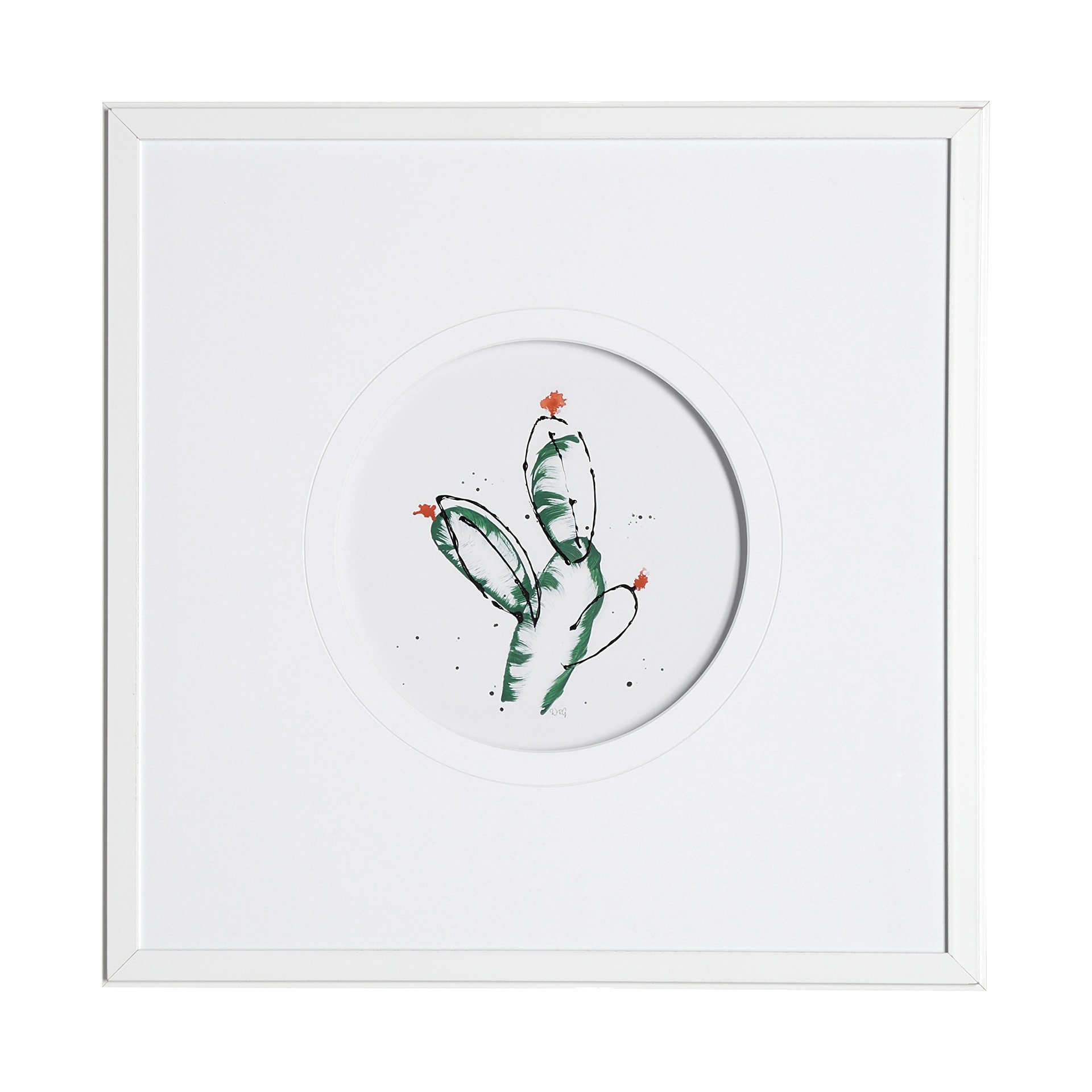 Cactus I by Mercana Studio a Hand Embellished Textured Framed Art Print Matted under Glass