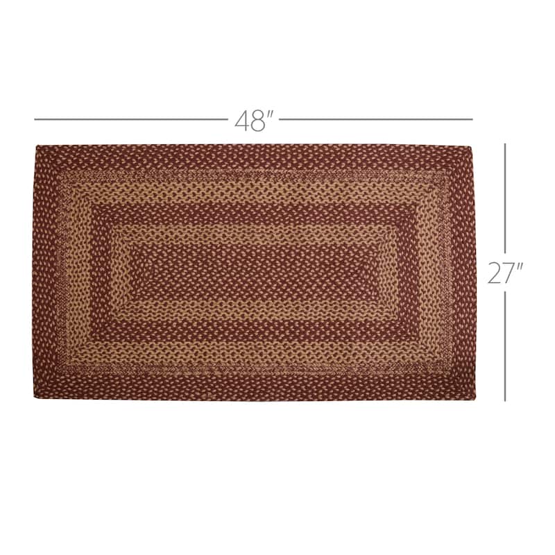 Burgundy Tan Jute Rug Rect w/ Pad 27x48 - 27" x 48" Rectangle