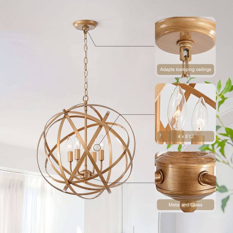 Benita Metal Large Orb 4-light Chandelier