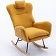 preview thumbnail 31 of 48, Modern Living Room Teddy Fabric Rocking Chair with Pocket and Headrest, Dark Green