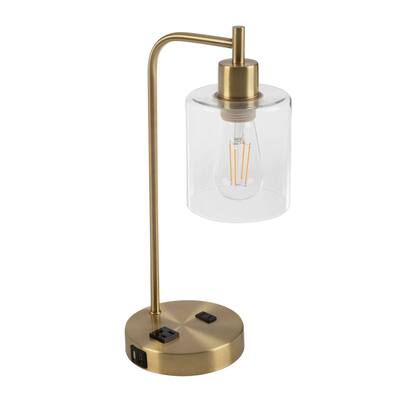 Lavish Home Lamp with USB Charging Ports, Gold