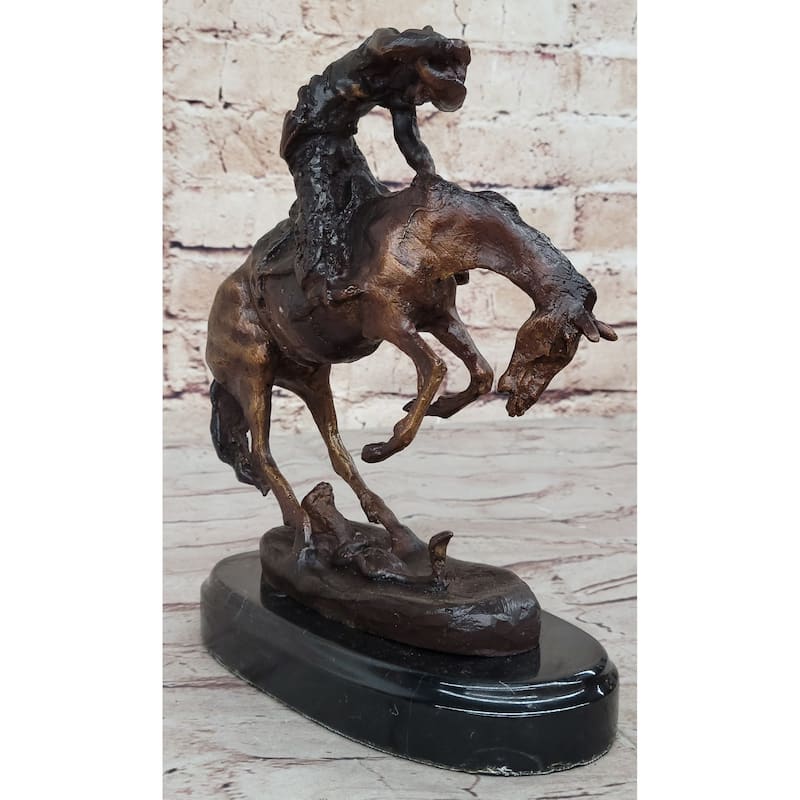 RattleImitative snake Frederic Remington Bronze On Marble Desktop Statue Sculpture 9 Inches X 8 Inches