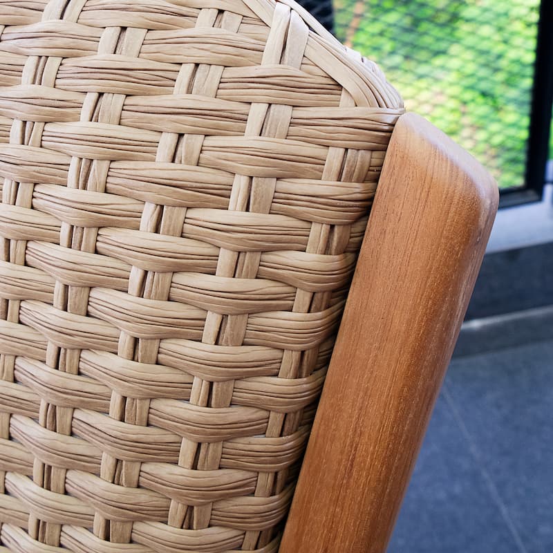 Cambridge Casual Camden Teak Patio Adirondack Chair Set with Padded Woven Seat - FREE Patio Cover