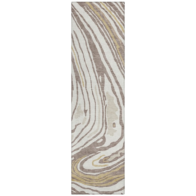Machine Washable Indoor/ Outdoor Abstract Brushstrokes Chantille Rug
