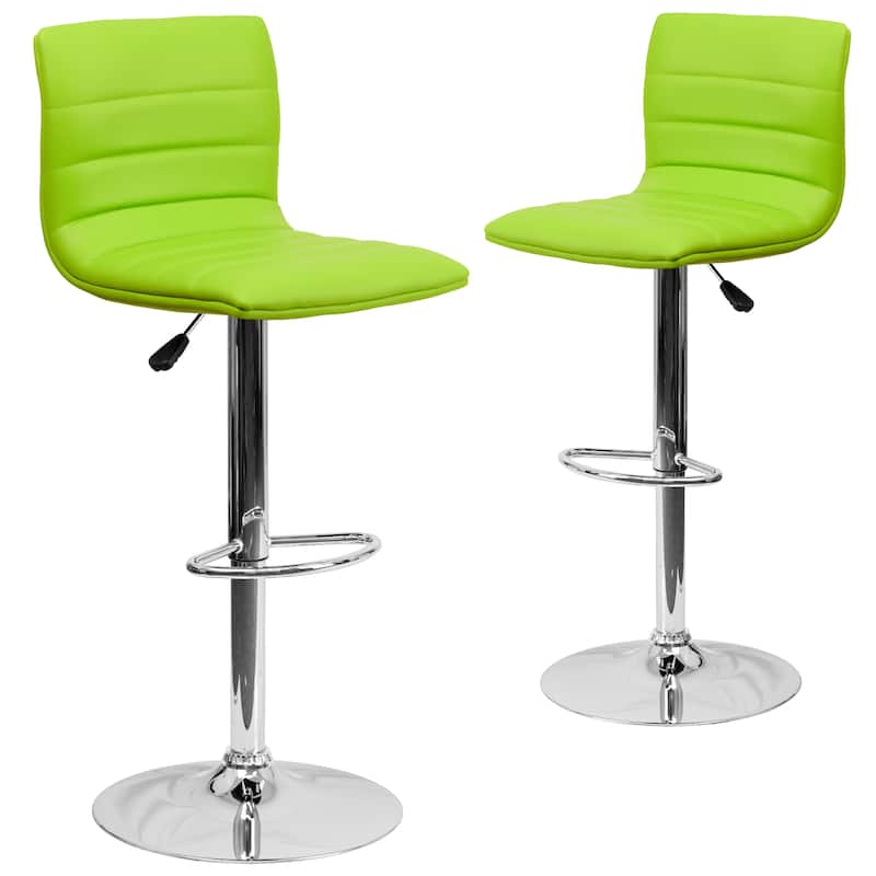 Modern Vinyl Channel Tufted Adjustable Height Barstool (Set of 2) - 16"W x 19"D x 35" - 44"H - 16"W x 19"D x 35" - 44"H
