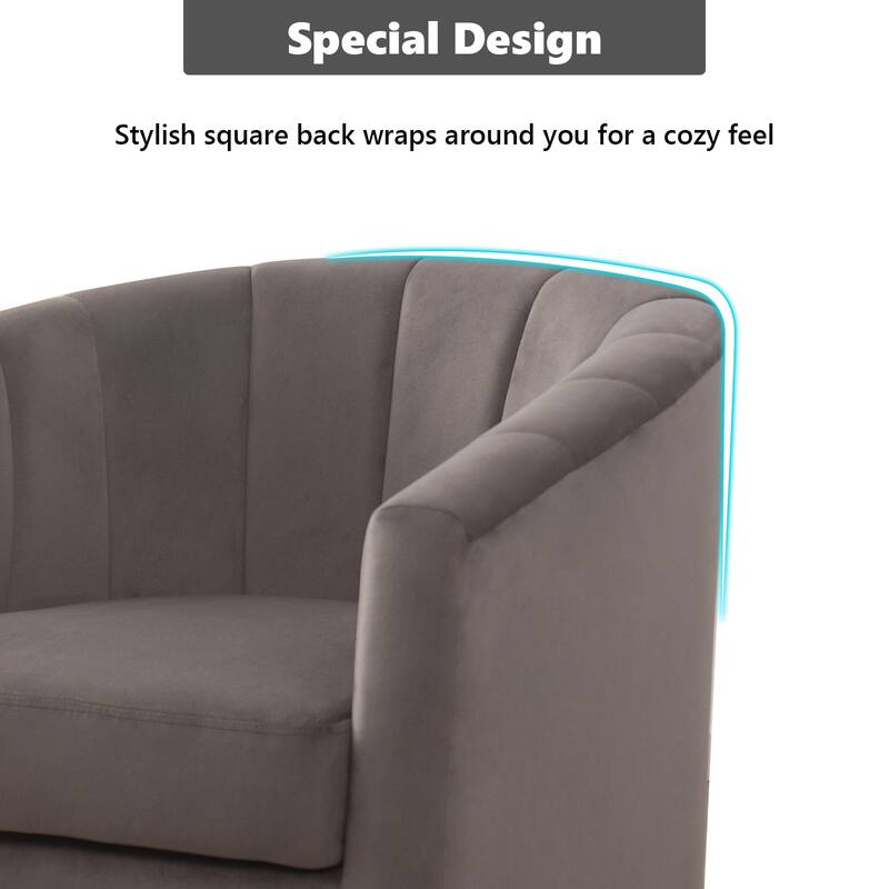 29.5" Wide Adult Contemporary Comfort Plush Solid Color Swivel Bucket Chair with Channel Design - 29.5''*28.5''*27.8''