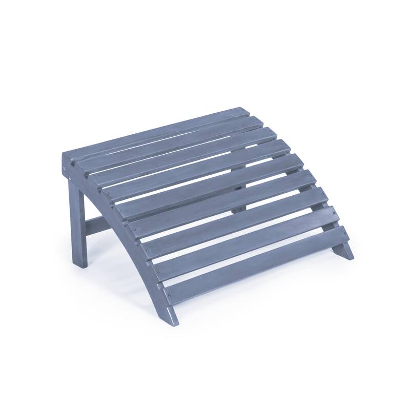 Shoreham 2-Piece Traditional Rustic Acacia Wood Adirondack Chair with Detachable Ottoman, by JONATHAN Y