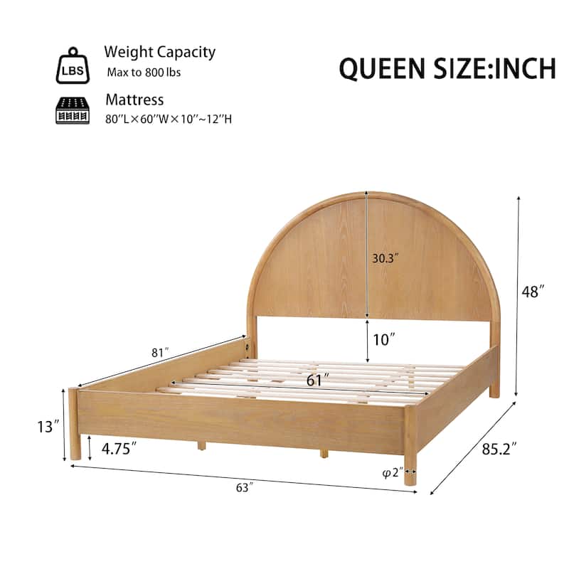 Christopher Knight Home - Modern Mid-Century Wooden Platform Bed with Arched Headboard