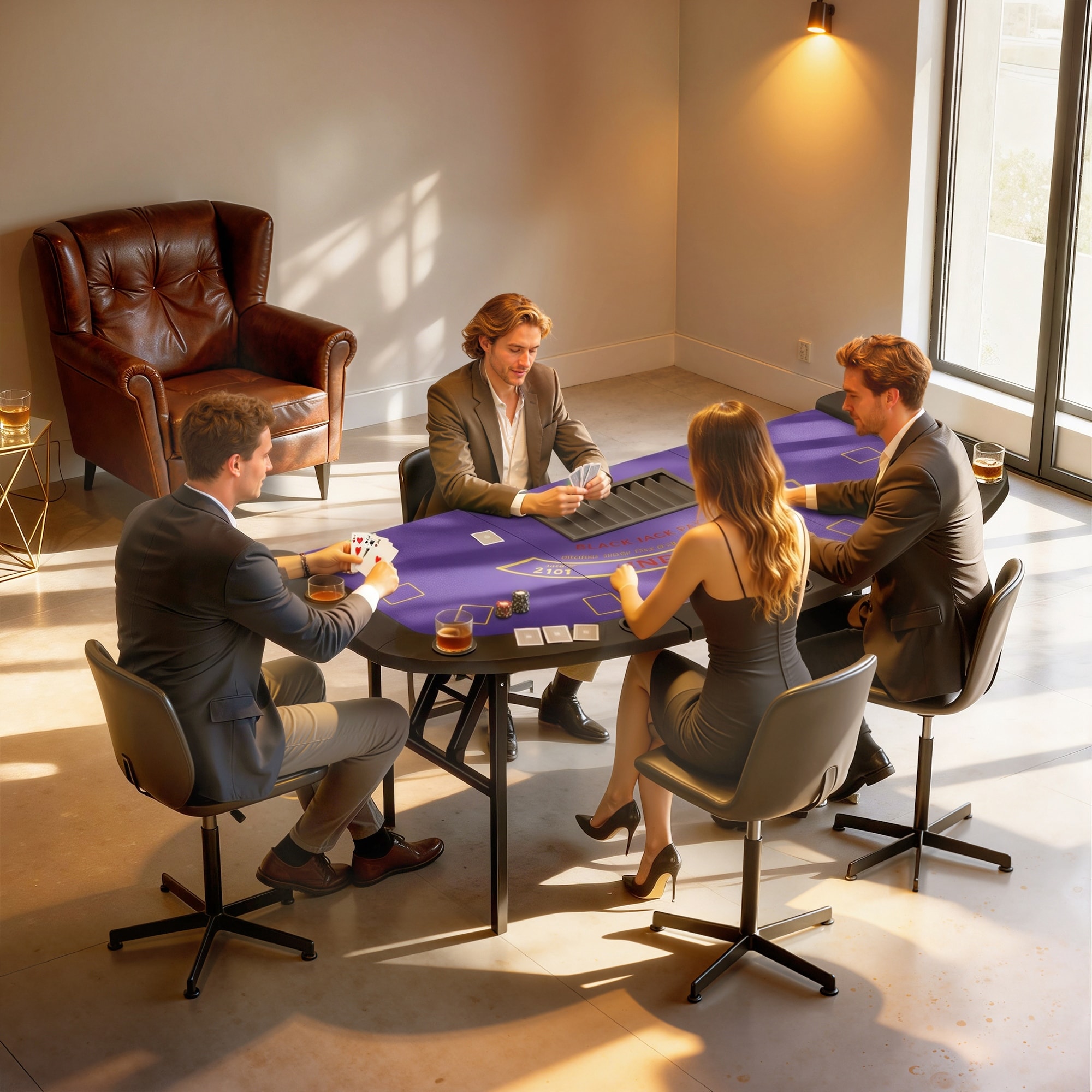 Soozier Poker Table Foldable, 72" Portable Folding Casino Blackjack Table for 8 Players, 220 LBS Capacity, Felt Surface