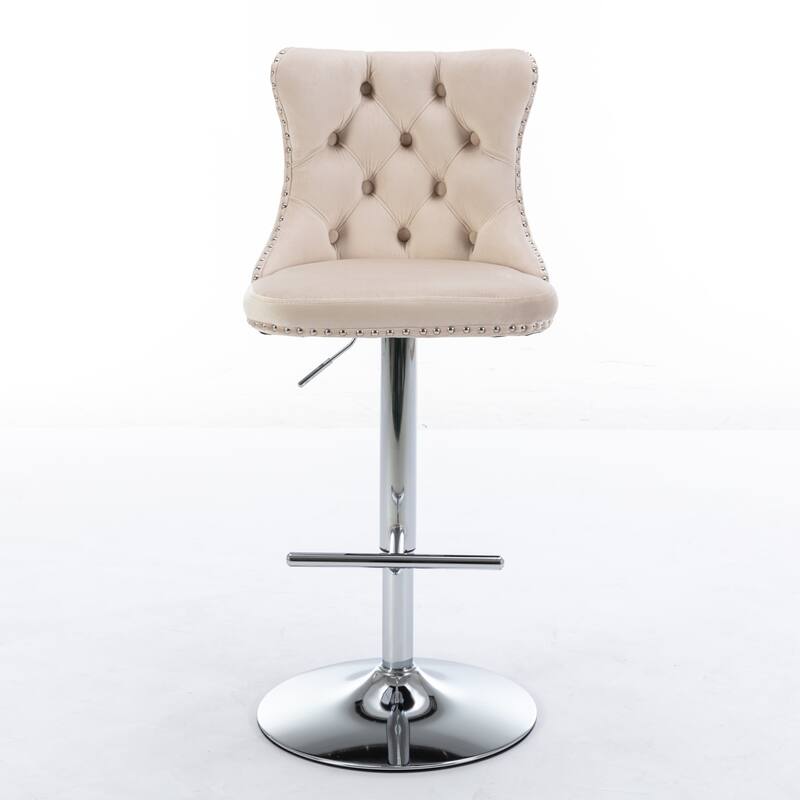 Counter Height Swivel Barstools Adjustable Upholstered Bar Chairs Set of 2