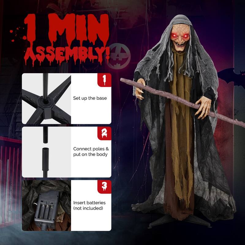 5.3FT Halloween Animated Standing Witch Decoration