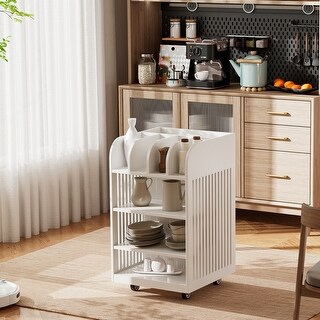 Elegant Kitchen Island Cart with Storage and Spice Rack