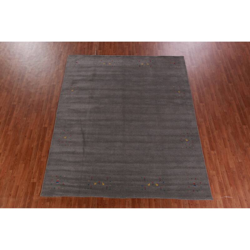 Hand Knotted Oriental 100% Wool Carpet Tribal Tribal Greys & Charcoal Gabbeh Area Rug - 10' 2'' X 8' 4''
