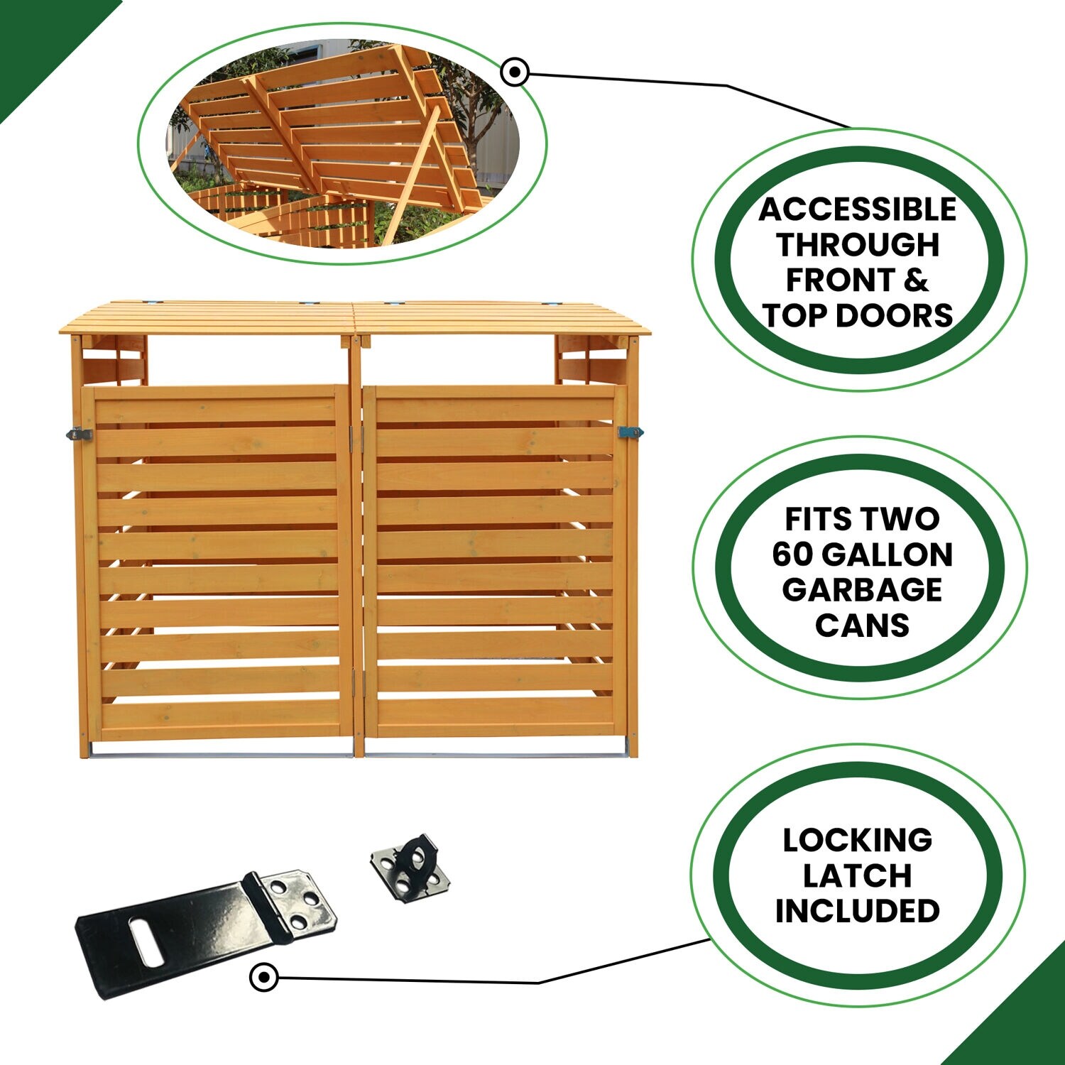 Hanover Wooden Trash And Recyclables Bin Storage Shed With Dual Front Doors And Hinged Top Lids 4 9 Ft X 3 Ft X 4 Ft Overstock 32253000 Goplus 64 wooden storage shed cabinet garden outdoor fir wood lockers double doors. hanover wooden trash and recyclables bin storage shed with dual front doors and hinged top lids 4 9 ft x 3 ft x 4 ft