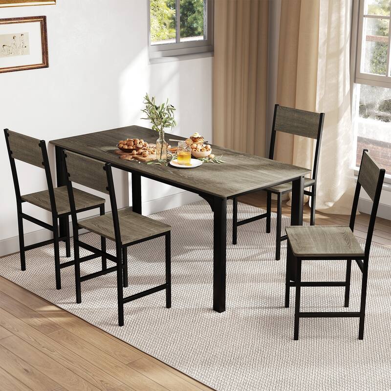 Gymax Set of 4 Dining Chairs w/Metal Legs Slanted Back Wide Seat for