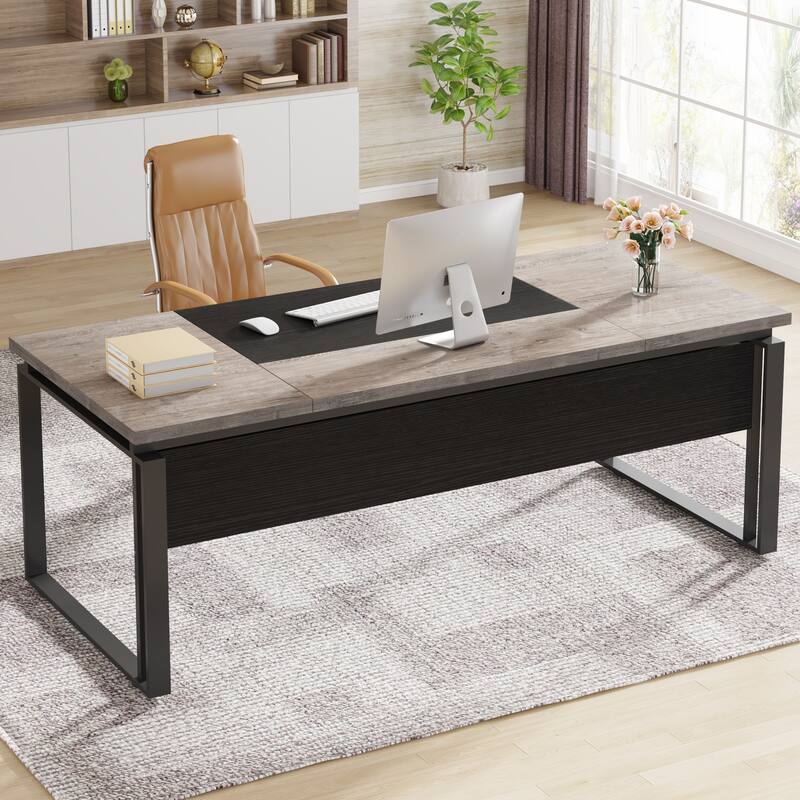 63" L-Shaped Executive Desk with Reversible File Cabinet Office Desk with Storage Drawers