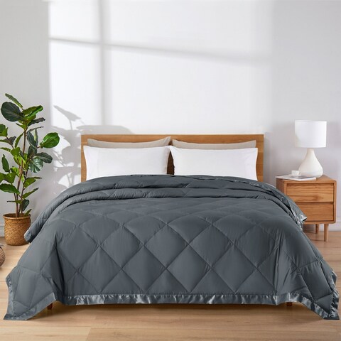 75 Percent White Down Oversize Bed Blanket Diamond Stitching Quilted
