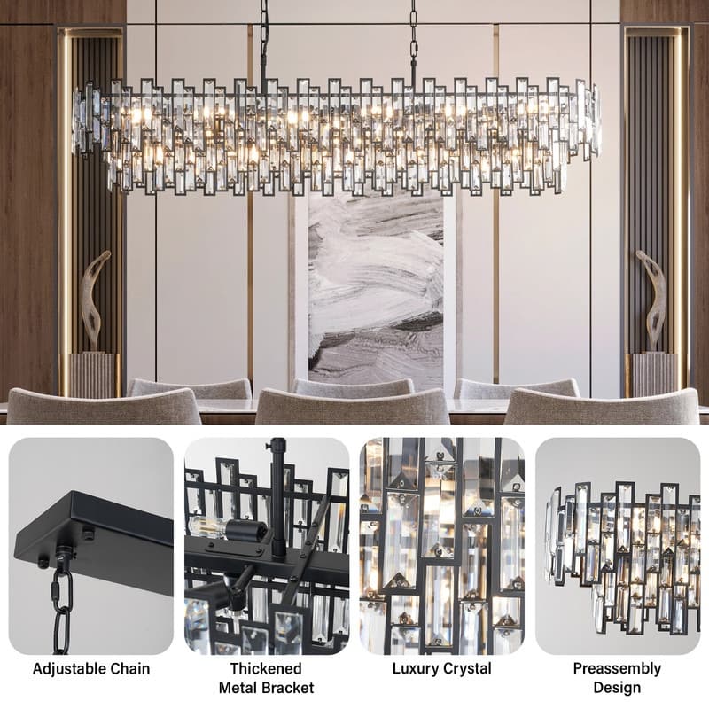 KAYLA 24in Chandelier 10-Light Crystal Chandelier