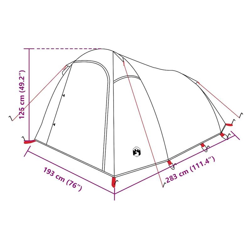vidaXL Camping Tent Tunnel 3-Person White Blackout Fabric Waterproof - 90.6 x 43.3 x 47.2