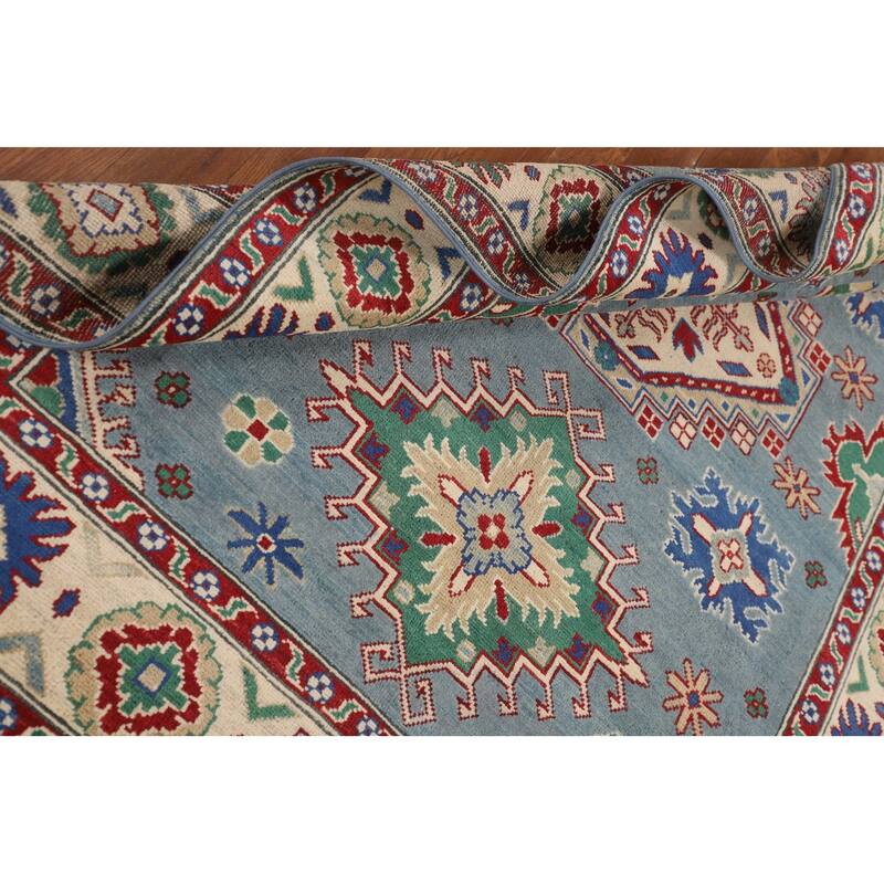 Light Blue Kazak Oriental Rug Hand-Knotted Living Room Wool Carpet - 4'10" x 6'7"