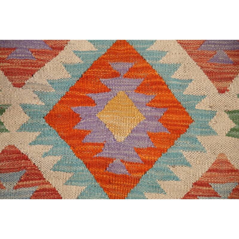Multicolor Kilim Oriental Accent Rug Flatweave Wool Carpet - 3'4"x 5'3"
