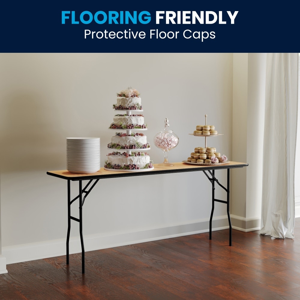 6-Foot Rectangular Wood Folding Training / Seminar Table with Clear Coated Top