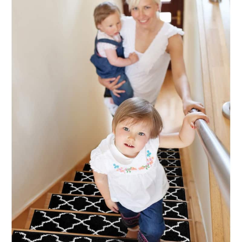 SUSSEXHOME Geometric Stair Treads with Easy to Install Double Adhesive Tape 9" x 28"