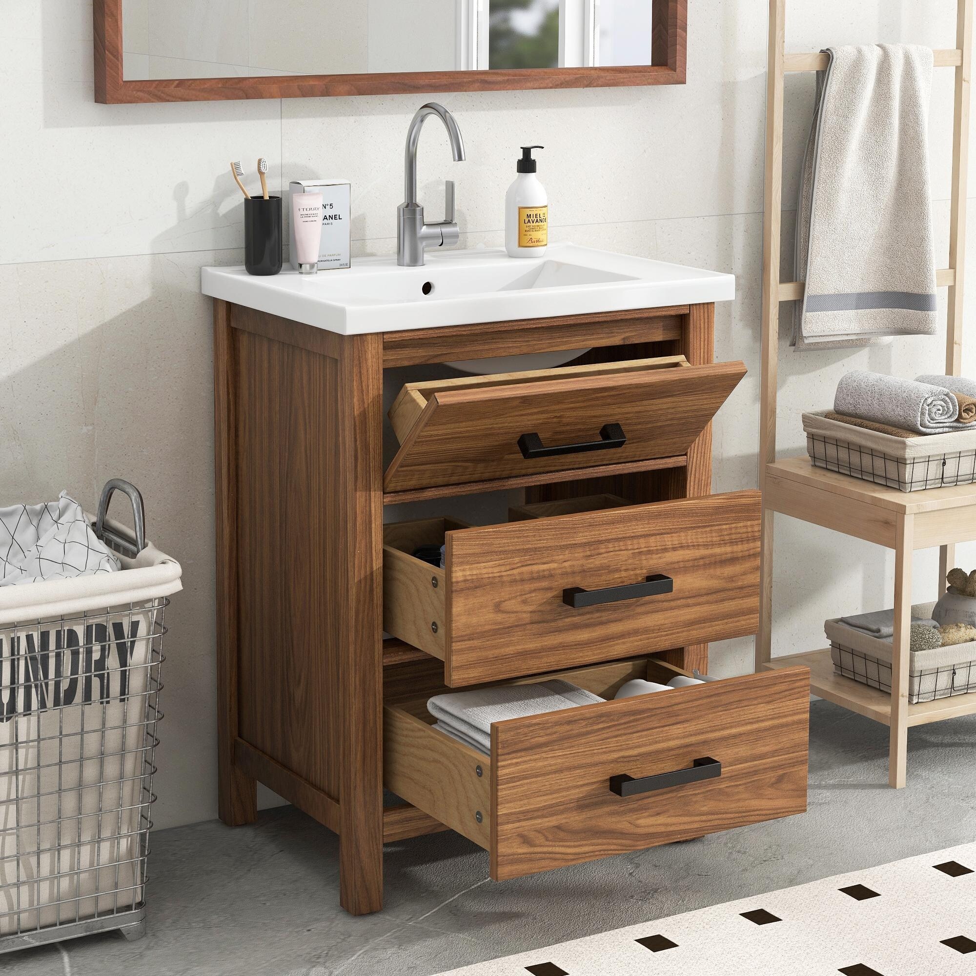 24 inch brown bathroom sale vanity