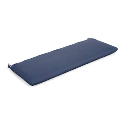 Sunbrella® Solid Fabric 1-Piece Indoor/Outdoor Bench Cushion, 48"W x 18"L, Canvas Navy - 48"W x 18"L