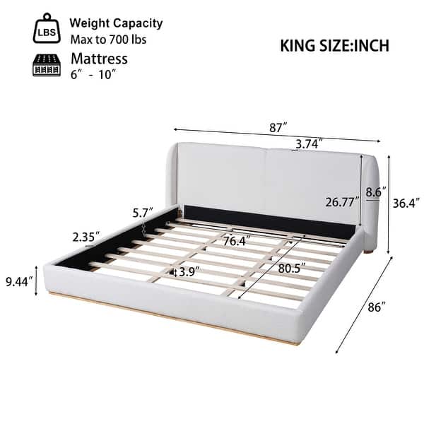 Christopher Knight Home - Aurelius Boucle Upholstered Bed Frame with Solid Rubberwood Base and Wingback Headboard
