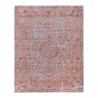 Ikat One-of-a-Kind Handmade Area Rug, Orange - 8' 0" x 10' 0"