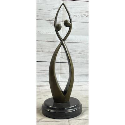 Signed Original Modern Art Creation Of Two Being Bronze Sculpture Abstract Decor