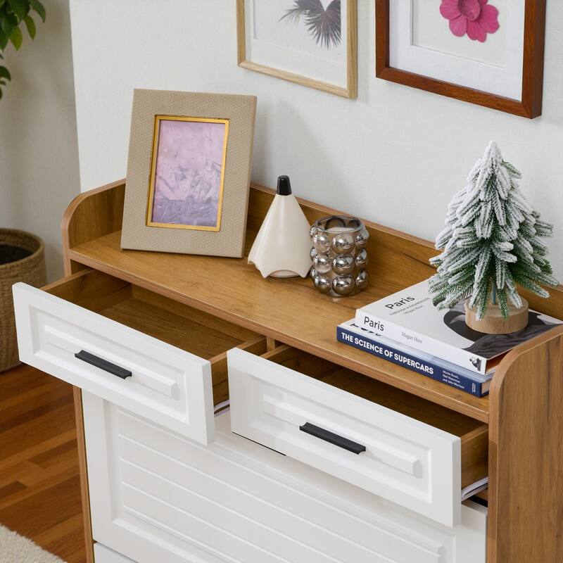 32.6" Modern Shoe Cabinet with 2 Drawers and 3 Flip Doors, Large Capacity Shoe Storage Organizer for Entryway or Hallway