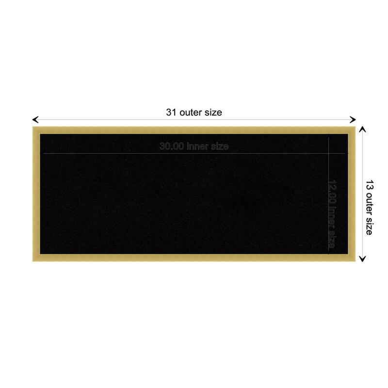 Svelte Wood Framed Black Corkboard Bulletin Board - Svelte Polished Gold - Board Size 30x12