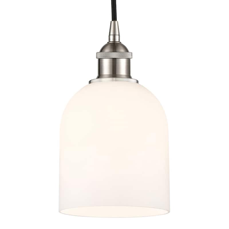 Innovations Lighting 616-1P 10 6 Bella Pendant Bella 6" Wide Cord-Hung - Brushed Satin Nickel / Glossy White