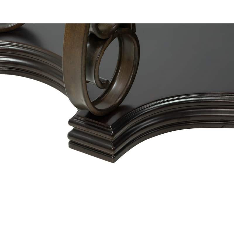 Elegant Traditional Sofa Table with Glass Top and Metal Legs, Versatile Entryway or Living Room Accent Table