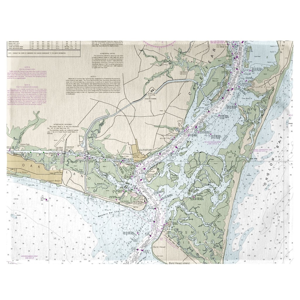 Cape Fear, NC Nautical Map Place Mat Set of 4