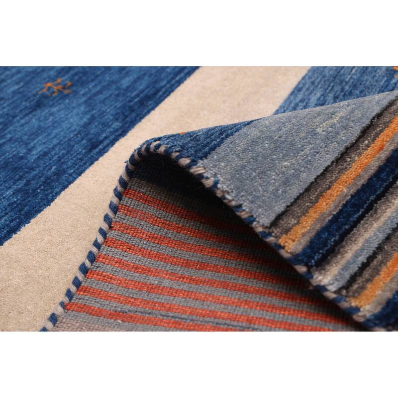 ECARPETGALLERY Hand Loomed Kashkuli Gabbeh Dark Blue Wool Rug - 6'10 x 9'9