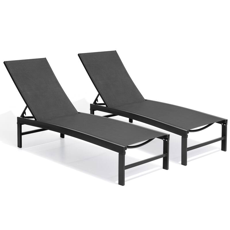Outdoor Adjustable Aluminum Chaise Lounge Chairs for Patio Pool Terrace - See Picture