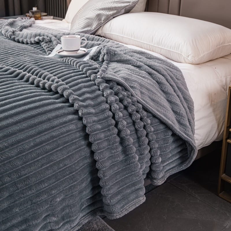 Lightweight Striped Flannel Fleece Blanket