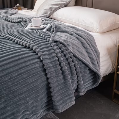 Lightweight Striped Flannel Fleece Blanket