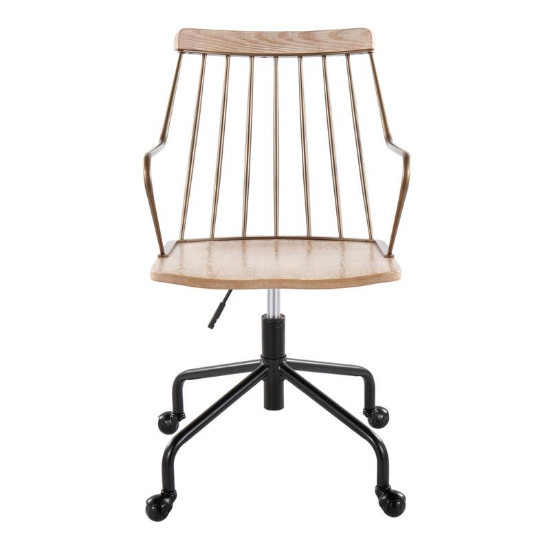 The Gray Barn Preston Adjustable Office Chair - White Washed Wood/Antique Copper