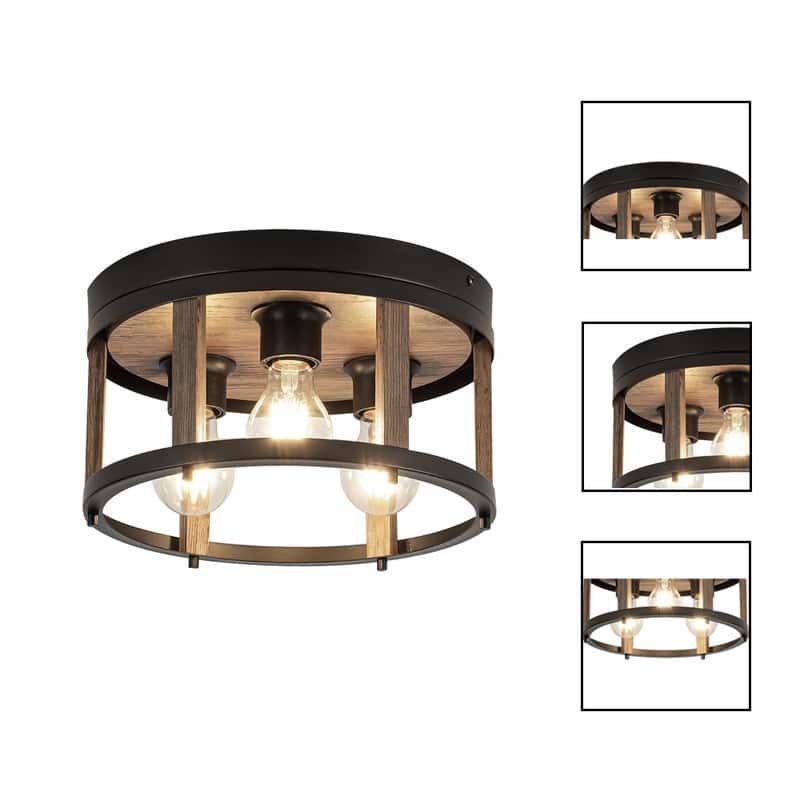 3 Light fixture lights black ceiling lighting wood kitchen ceiling lamps - N/A